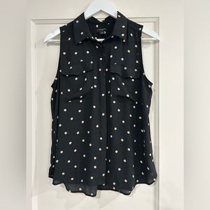 Ann Taylor Petite Sleeveless Button Up Blouse Size Petite Medium